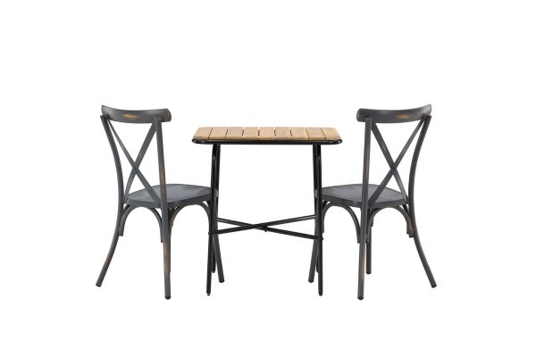 Imagine Holmbeck Cafetable Steel - Black / Rectangular 55*70*74 +Tablas Diningchair Aluminium - Black / _2