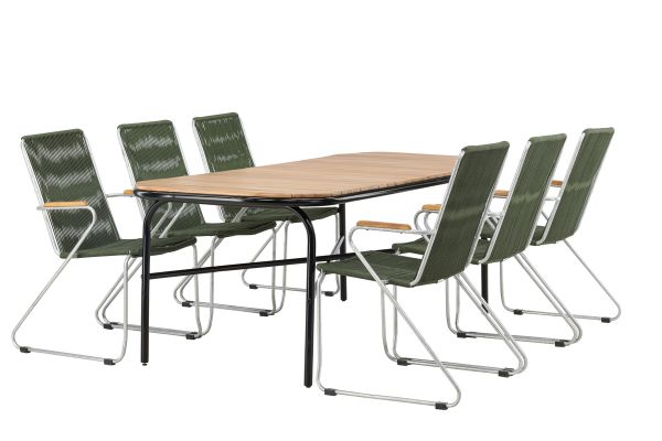 Imagine Holmbeck Diningtable Steel - Negru / Rectangular 90*200*75 + Scaun Dining Bois Steel - Argintiu / Green Rope _6