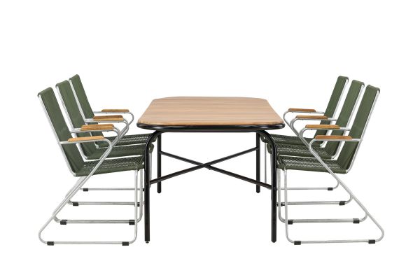 Imagine Holmbeck Diningtable Steel - Negru / Rectangular 90*200*75 + Scaun Dining Bois Steel - Argintiu / Green Rope _6