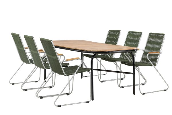 Imagine Holmbeck Diningtable Steel - Negru / Rectangular 90*200*75 + Scaun Dining Bois Steel - Argintiu / Green Rope _6