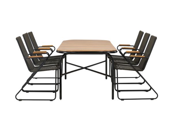 Imagine Holmbeck Diningtable Steel - Black / Rectangular 90*200*75 +Bois Diningchair Steel - Black / Dark Grey Rope _6