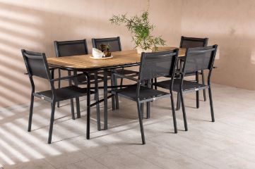 Imagine Masa de dining Holmbeck din oțel - negru / Rectangular 90*200*75 + Scaun empilabil Copacabana - Negru/Negru - Înlocuiește 4131-408 _6