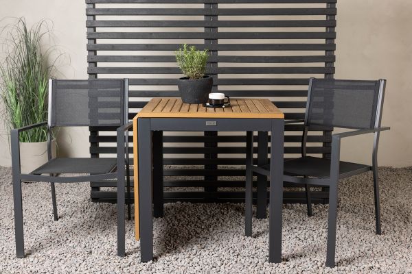 Imagine Diego Cafetable Aluminium - Negru / Maro Aintwood - Rectangular 70*70/130* + Scaun empilabil Copacabana - Negru/Negru - Înlocuiește 4131-408 _2