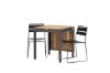 Imagine Setul de masa Diego Cafetable din aluminiu - negru / lemn maro Aintwood - rectangular 70*70/130* + scaun de dining Lina - negru _2