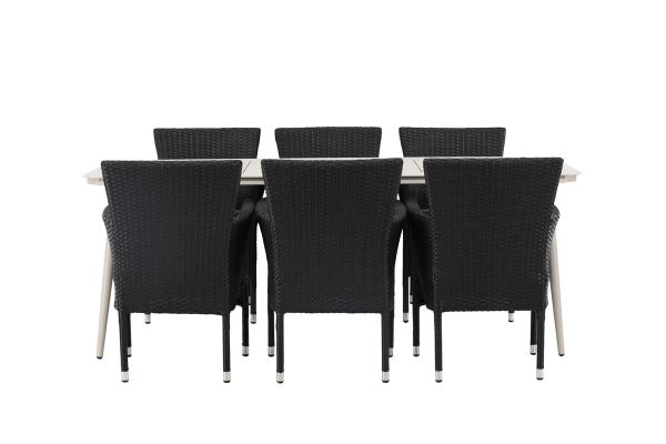 Imagine Masa de dining Lina - Bej - 200*90 + Scaun de dining Malina Aluminiu - Negru / Ratana_6