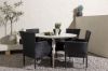 Imagine Masa de dining Lina - Bej - Rotund 120 cm + Scaun de dining Malina Aluminiu - Negru / Ratan - 4