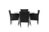 Imagine Masa de dining Lina - Bej - Rotund 120 cm + Scaun de dining Malina Aluminiu - Negru / Ratan - 4