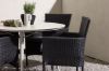 Imagine Masa de dining Lina - Bej - Rotund 120 cm + Scaun de dining Malina Aluminiu - Negru / Ratan - 4