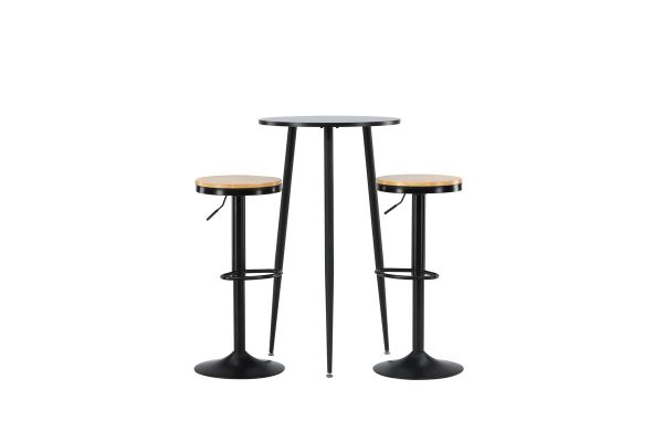 Imagine Masa de Bar Plaza - Negru / MDF Negru + Scaun de Bar Conway - Negru / MDF Aspect Stejar _2