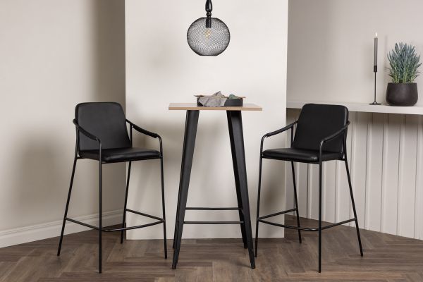 Imagine Tempe Bar Table - Black / Nature MDF +Bella Bar Chair - Black / Black PU _2