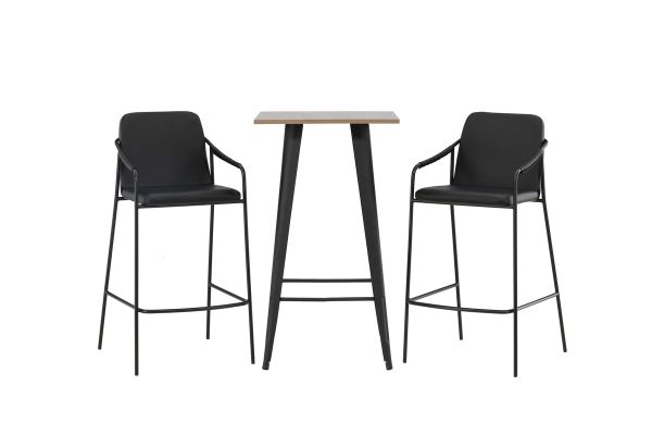 Imagine Tempe Bar Table - Black / Nature MDF +Bella Bar Chair - Black / Black PU _2