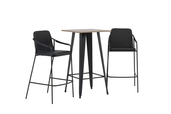 Imagine Tempe Bar Table - Black / Nature MDF +Bella Bar Chair - Black / Black PU _2