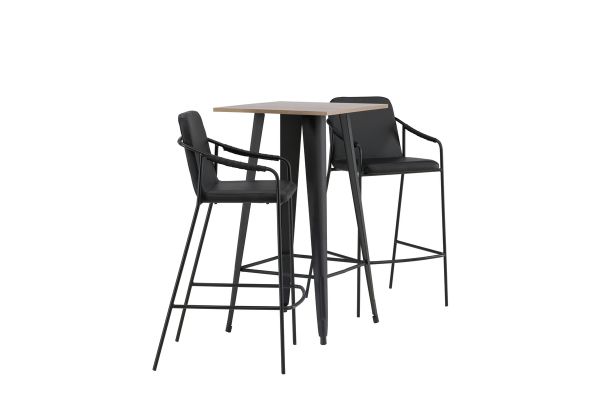 Imagine Tempe Bar Table - Black / Nature MDF +Bella Bar Chair - Black / Black PU _2