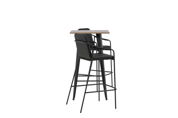 Imagine Tempe Bar Table - Black / Nature MDF +Bella Bar Chair - Black / Black PU _2