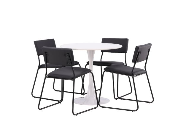 Imagine Hamden Dining Table - White MDF+Kenth Chair - Black / Black PU_4