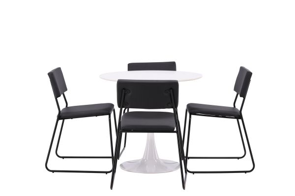 Imagine Hamden Dining Table - White MDF+Kenth Chair - Black / Black PU_4