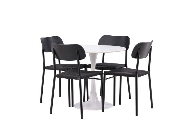 Imagine Hamden Dining Table - White / Light grey MDF +Polly Dining Chair - Black / Black _4