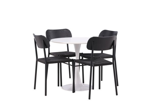 Imagine Hamden Dining Table - White / Light grey MDF +Polly Dining Chair - Black / Black _4