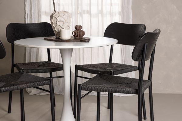 Imagine Hamden Dining Table - White / Light grey MDF +Polly Dining Chair - Black / Black _4