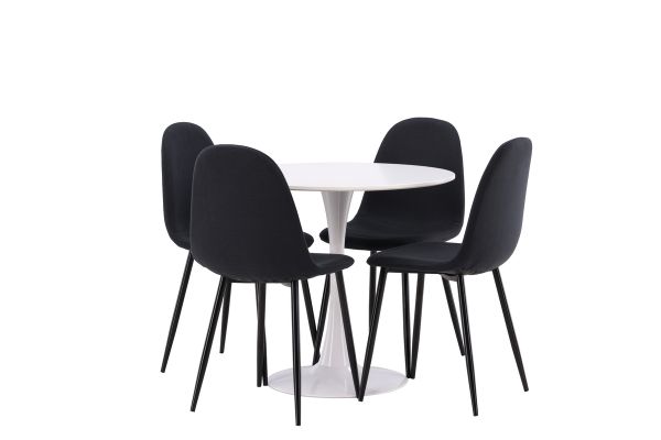 Imagine Hamden Dining Table - White MDF+Polar Dining Chair - Black Legs - Black Fabric_4