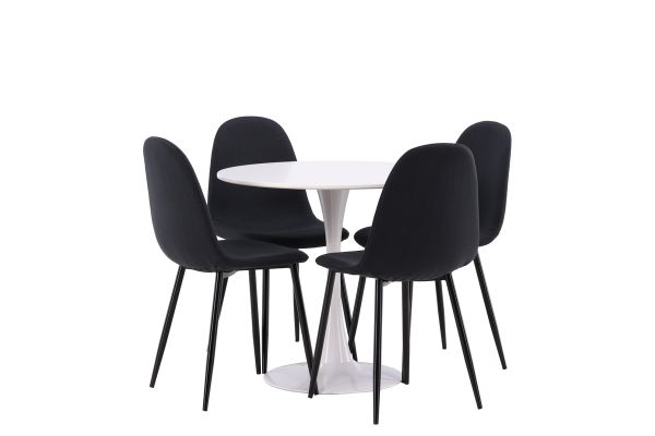 Imagine Hamden Dining Table - White MDF+Polar Dining Chair - Black Legs - Black Fabric_4