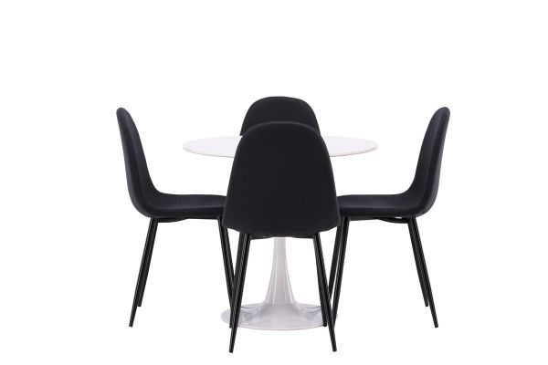 Imagine Hamden Dining Table - White MDF+Polar Dining Chair - Black Legs - Black Fabric_4