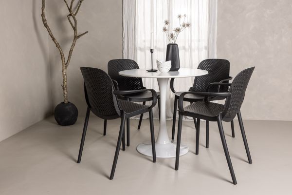 Imagine Hamden Dining Table - White MDF+Baltimore Dining Chair - Black / Black Plastic_4