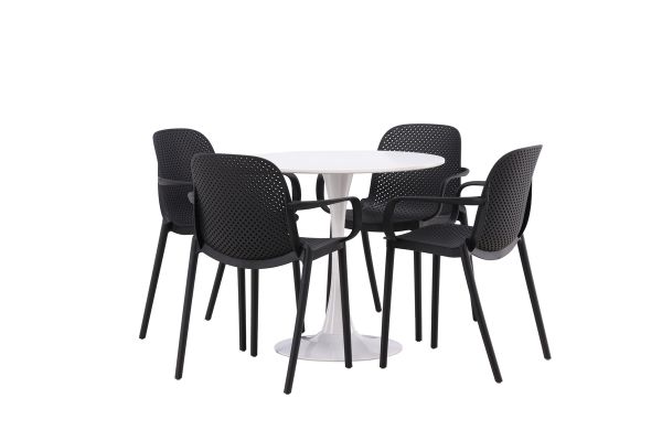 Imagine Hamden Dining Table - White MDF+Baltimore Dining Chair - Black / Black Plastic_4