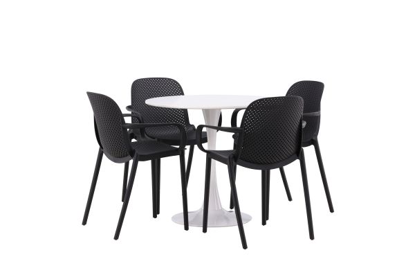 Imagine Hamden Dining Table - White MDF+Baltimore Dining Chair - Black / Black Plastic_4