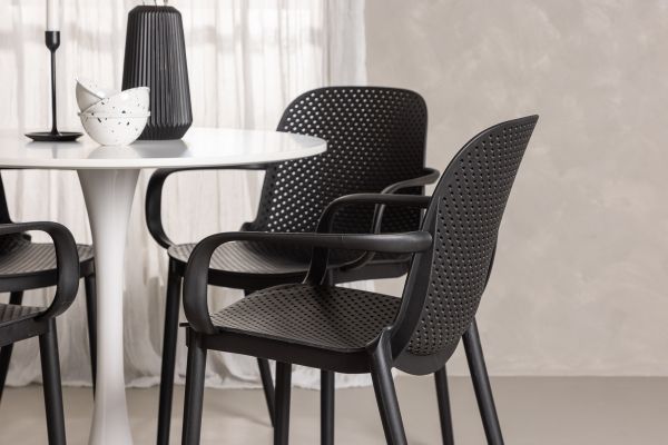 Imagine Hamden Dining Table - White MDF+Baltimore Dining Chair - Black / Black Plastic_4