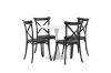 Imagine Masa de dining Hamden - MDF alb + 4 scaune de dining Crosett - Negru mat / Plastic negru mat