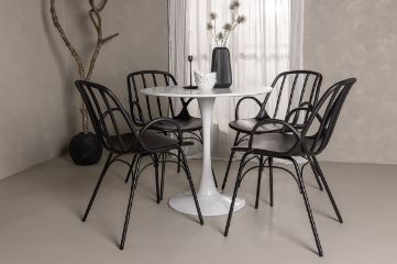 Imagine Hamden Dining Table - White MDF+Dyrön Dining Chair - Black Polypropylene_4