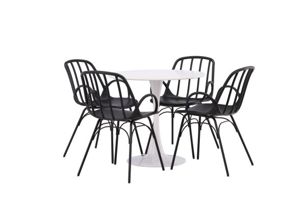 Imagine Hamden Dining Table - White MDF+Dyrön Dining Chair - Black Polypropylene_4