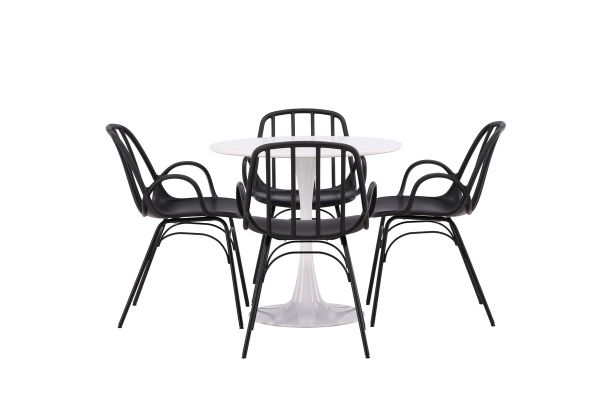 Imagine Hamden Dining Table - White MDF+Dyrön Dining Chair - Black Polypropylene_4