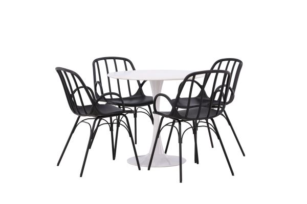 Imagine Hamden Dining Table - White MDF+Dyrön Dining Chair - Black Polypropylene_4