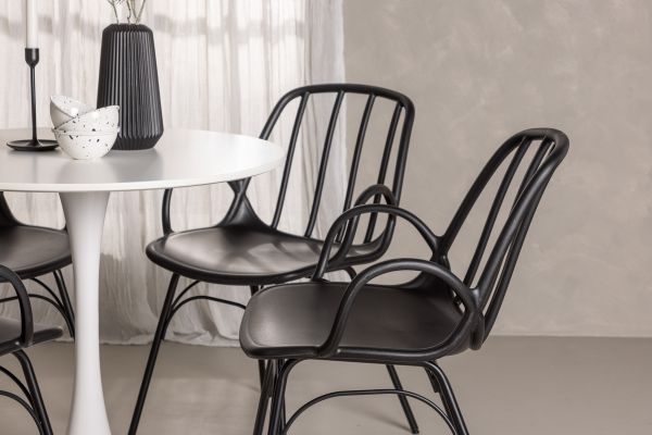 Imagine Hamden Dining Table - White MDF+Dyrön Dining Chair - Black Polypropylene_4