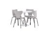 Imagine Masa de dining Hamden - MDF alb + Scaun de dining Estes - Negru / PP gri deschis_4