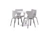 Imagine Masa de dining Hamden - MDF alb + Scaun de dining Estes - Negru / PP gri deschis_4