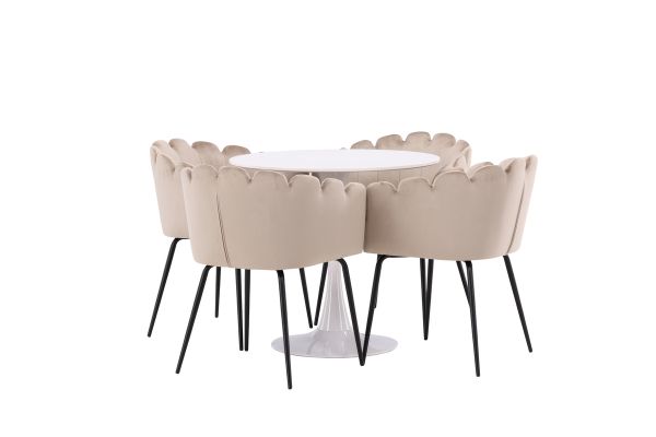 Imagine Hamden Dining Table - White MDF+Limhamn Chair - Black / Beige Velvet_4