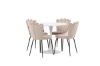 Imagine Hamden Dining Table - White MDF+Limhamn Light Chair - Black / Beige Velvet_4