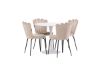 Imagine Hamden Dining Table - White MDF+Limhamn Light Chair - Black / Beige Velvet_4