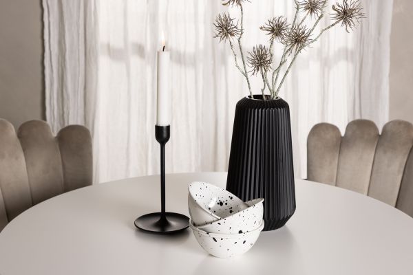 Imagine Hamden Dining Table - White MDF+Limhamn Light Chair - Black / Beige Velvet_4