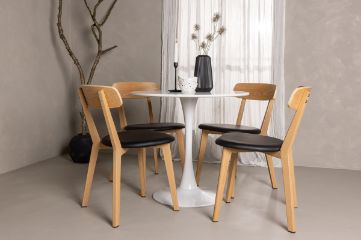 Imagine Hamden Dining Table - White MDF+Sanjos Dining Chair - Oak look / Black PU_4