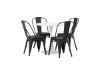 Imagine Masa de dining Hamden - MDF alb + Scaun de dining Tempe - Negru mat / Metal_4