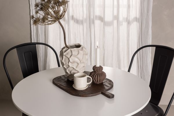 Imagine Masa de dining Hamden - MDF alb + Scaun de dining Tempe - Negru mat / Metal_4