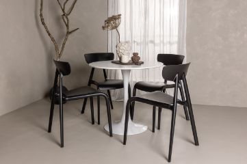 Imagine Hamden Dining Table - White MDF+Ursholmen Dining Chair - Black Polypropylene_4