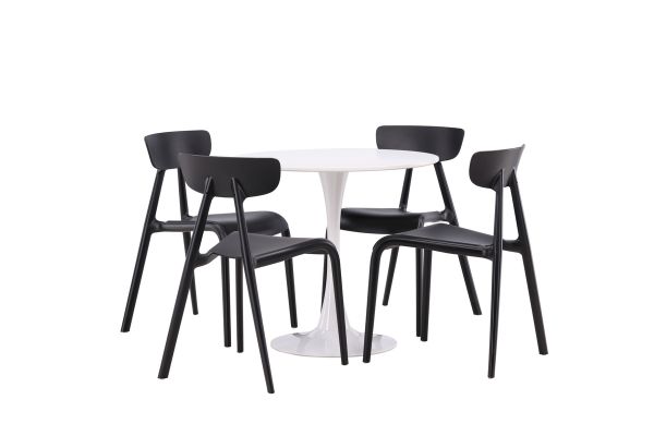 Imagine Hamden Dining Table - White MDF+Ursholmen Dining Chair - Black Polypropylene_4