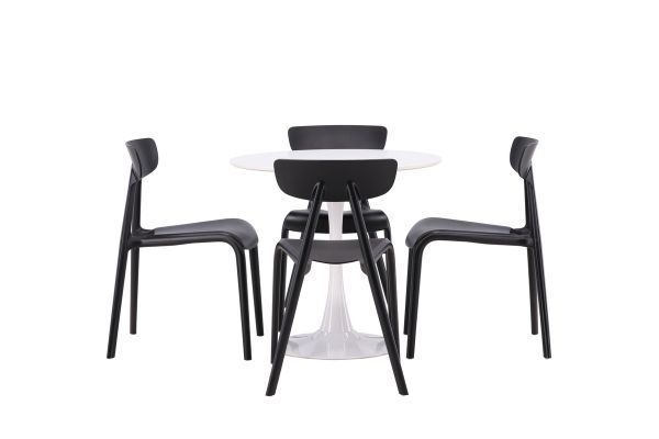 Imagine Hamden Dining Table - White MDF+Ursholmen Dining Chair - Black Polypropylene_4