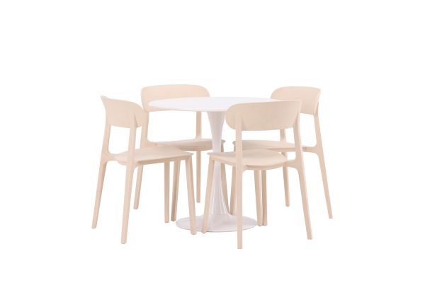 Imagine Hamden Dining Table - White MDF+Åstol Dining Chair - Nature Wood plastic composite_4