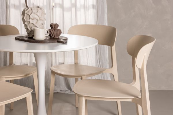 Imagine Hamden Dining Table - White MDF+Åstol Dining Chair - Nature Wood plastic composite_4